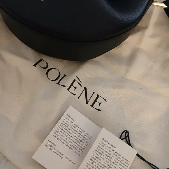 *New* POLENE "Tonca" black leather crossbody black leather w/gold accent - Picture 4 of 8